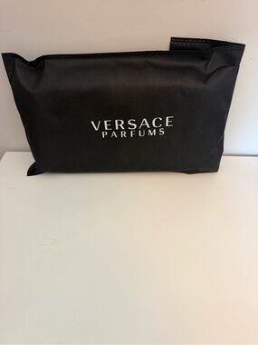 Versace Parfums Black Logo Cosmetic Bag